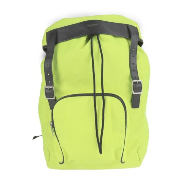 Saint Laurent Paris Moon Backpack Daypack Nylon Leather Neon Yellow main image 4
